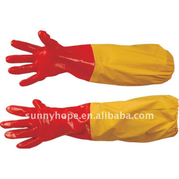 PVC gloves with long sleeves for heavy duty